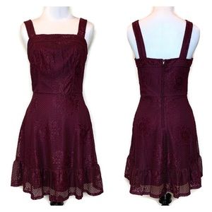 Speechless Maroon Princess Seam Ruffle Lace Dress